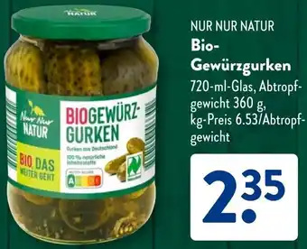 Aldi Süd NUR NUR NATUR Bio Gewürzgurken Angebot