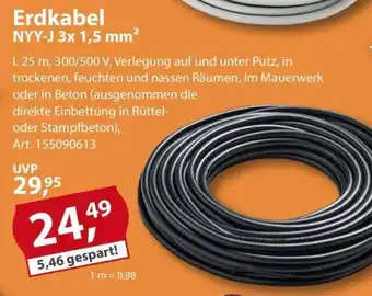 Sonderpreis Baumarkt Erdkabel NYY-J 3x 1,5 mm² Angebot