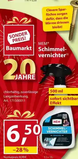 Sonderpreis Baumarkt MEM Schimmel- vernichter Angebot