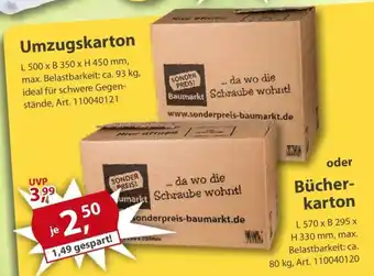 Sonderpreis Baumarkt Umzugskarton oder Bücher- karton Angebot