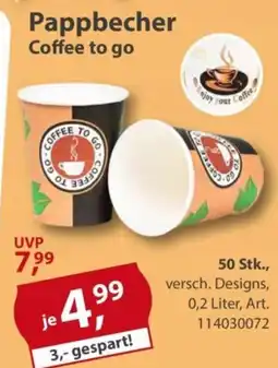 Sonderpreis Baumarkt Pappbecher Coffee to go Angebot