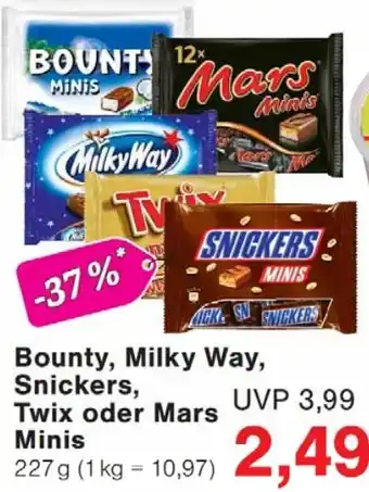 Jawoll Bounty, Milky Way, Snickers, Twix oder Mars Minis Angebot