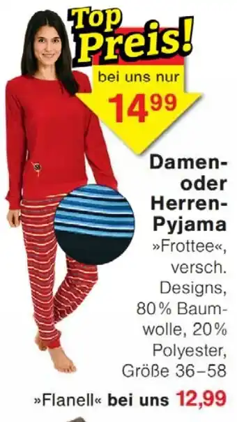 Jawoll Damen- oder Herren- Pyjama Angebot