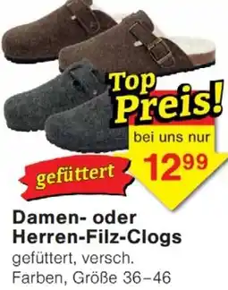 Jawoll Damen- oder Herren-Filz-Clogs Angebot