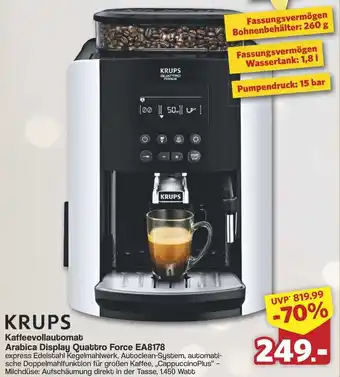 Famila Nord West KRUPS Kaffeevollautomat Arabica Display Quattro Force EA8178 Angebot