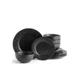 Netto Marken-Discount ECHTWERK 12-teiliges Tafelservice in Schiefer-Optik New Modern, Black Angebot