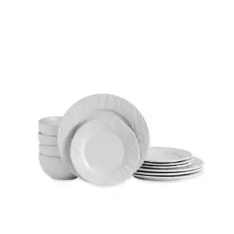 Netto Marken-Discount ECHTWERK 12-teiliges Tafelservice in Schiefer-Optik New Modern, White Angebot