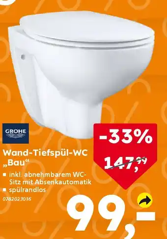 Globus Baumarkt GROHE Wand-Tiefspül-WC ,,Bau'' Angebot