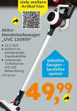 Globus Baumarkt Akku- Handstaubsauger „UVC 130959" Angebot