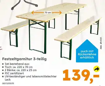 Globus Baumarkt Festzeltgarnitur 3-teilig Angebot