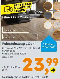 Globus Baumarkt Feinsteinzeug „Oak" Angebot