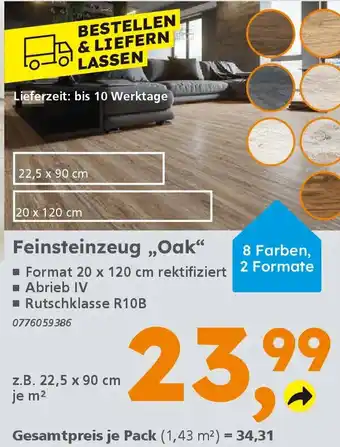 Globus Baumarkt Feinsteinzeug „Oak" Angebot