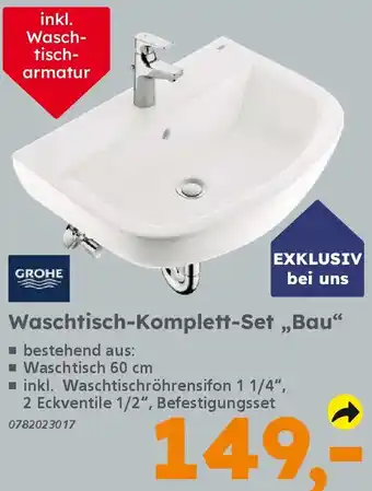 Globus Baumarkt GROHE Waschtisch-Komplett-Set „Bau" Angebot