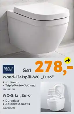 Globus Baumarkt GROHE Wand-Tiefspül-WC ,,Euro" Angebot