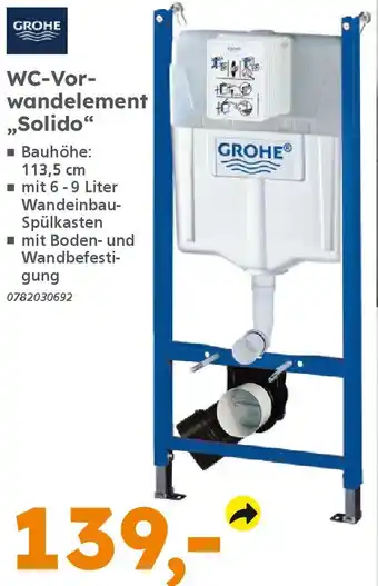 Globus Baumarkt GROHE WC-Vorwandelement ,,Solido" Angebot