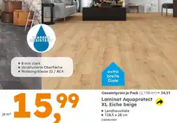 Globus Baumarkt Laminat Aquaprotect XL Eiche beige Angebot