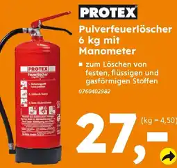 Globus Baumarkt PROTEX Pulverfeuerlöscher 6 kg mit Manometer Angebot