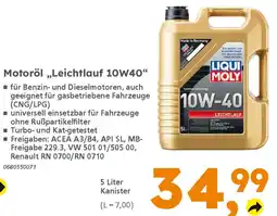Globus Baumarkt LIQUI MOLY Motoröl „Leichtlauf 10W40" Angebot