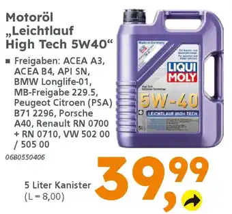 Globus Baumarkt LIQUI MOLY Motoröl ,,Leichtlauf High Tech 5W40" Angebot
