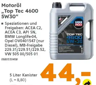 Globus Baumarkt LIQUI MOLY Motoröl „Top Tec 4600 5W30" Angebot