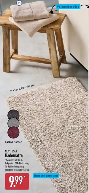 Aldi Nord NOVITESSE Badematte Angebot