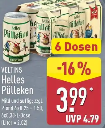 Aldi Nord VELTINS Helles Pülleken Angebot