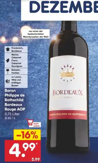 Netto Marken-Discount Baron Philippe de Rothschild Bordeaux Rouge Angebot