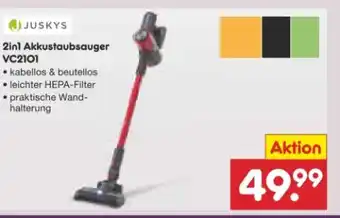 Netto Marken-Discount Juskys 2in1 Akkustaubsauger VC2101 Angebot