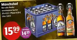 Getränke Hoffmann Mönchshof Bier oder Radler Angebot