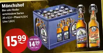 Getränke Hoffmann Mönchshof Bier oder Radler Angebot