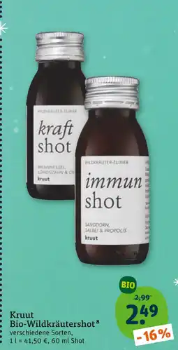 tegut Kruut bio-wildkräutershot kraft Angebot