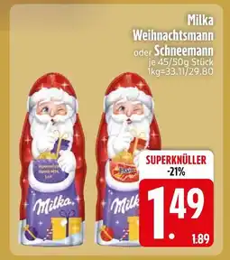 Edeka Milka weihnachtsmann oder schneemann Angebot