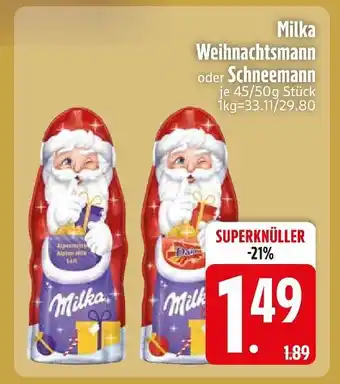 Edeka Milka weihnachtsmann oder schneemann Angebot
