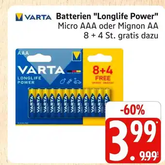 Marktkauf Varta longlife power batterien Angebot