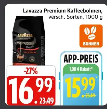 Marktkauf Lavazza premium kaffeebohnen Angebot