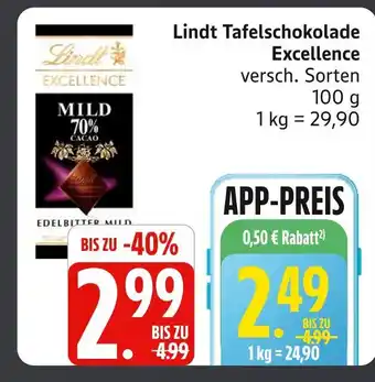 Marktkauf Lindt tafelschokolade excellence Angebot