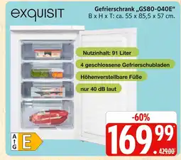 Marktkauf Exquisit gefrierschrank gs80-040e Angebot