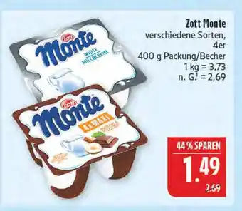 Marktkauf Zott monte white milchcreme Angebot