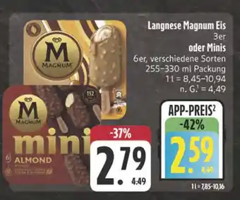 Edeka Langnese magnum eis 3er Angebot