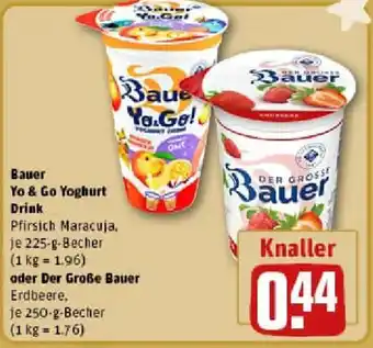 REWE Bauer Yo & Go Yoghurt Drink oder Der Große Bauer Angebot