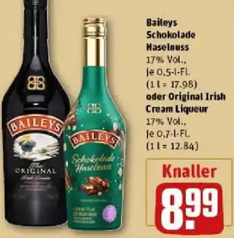 REWE Baileys Schokolade Haselnuss oder Original Irish Cream Liqueur Angebot