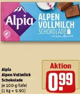 REWE Alpia Alpen-Vollmilch Schokolade Angebot