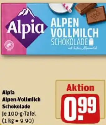 REWE Alpia Alpen-Vollmilch Schokolade Angebot