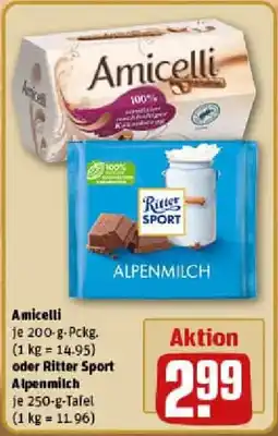 REWE Amicelli oder Ritter Sport Alpenmilch Angebot