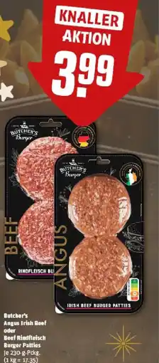 REWE Butcher's Angus Irish Beef oder Beef Rindfleisch Burger Patties Angebot