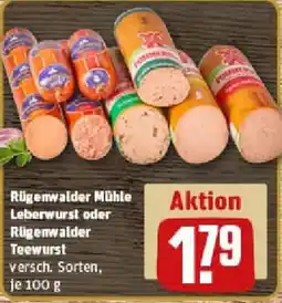 REWE Rügenwalder Mühle Leberwurst oder Rügenwalder Teewurst Angebot