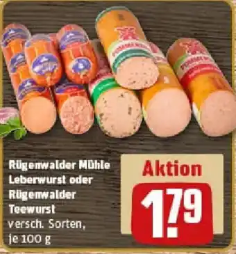 REWE Rügenwalder Mühle Leberwurst oder Rügenwalder Teewurst Angebot