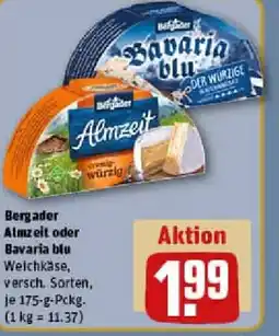 REWE Bergader Almzeit oder Bavaria blu Angebot