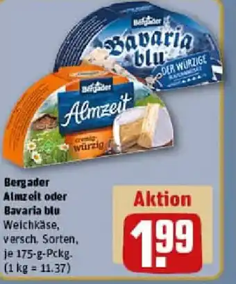 REWE Bergader Almzeit oder Bavaria blu Angebot