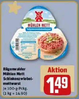 REWE Rügenwalder Mühlen Mett Schinkenzwiebelmettwurst Angebot